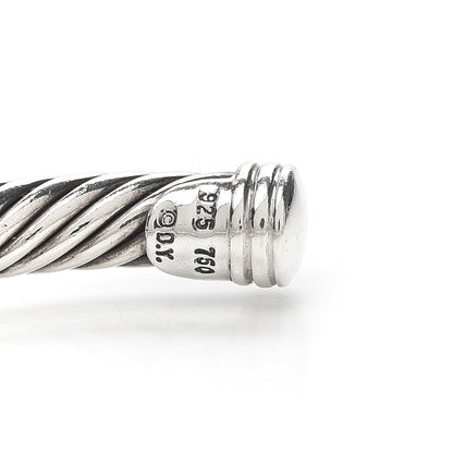 David Yurman Sterling Silver 18K White Gold Diamond 5mm Cable Classics Double Station Bracelet 4 of 6