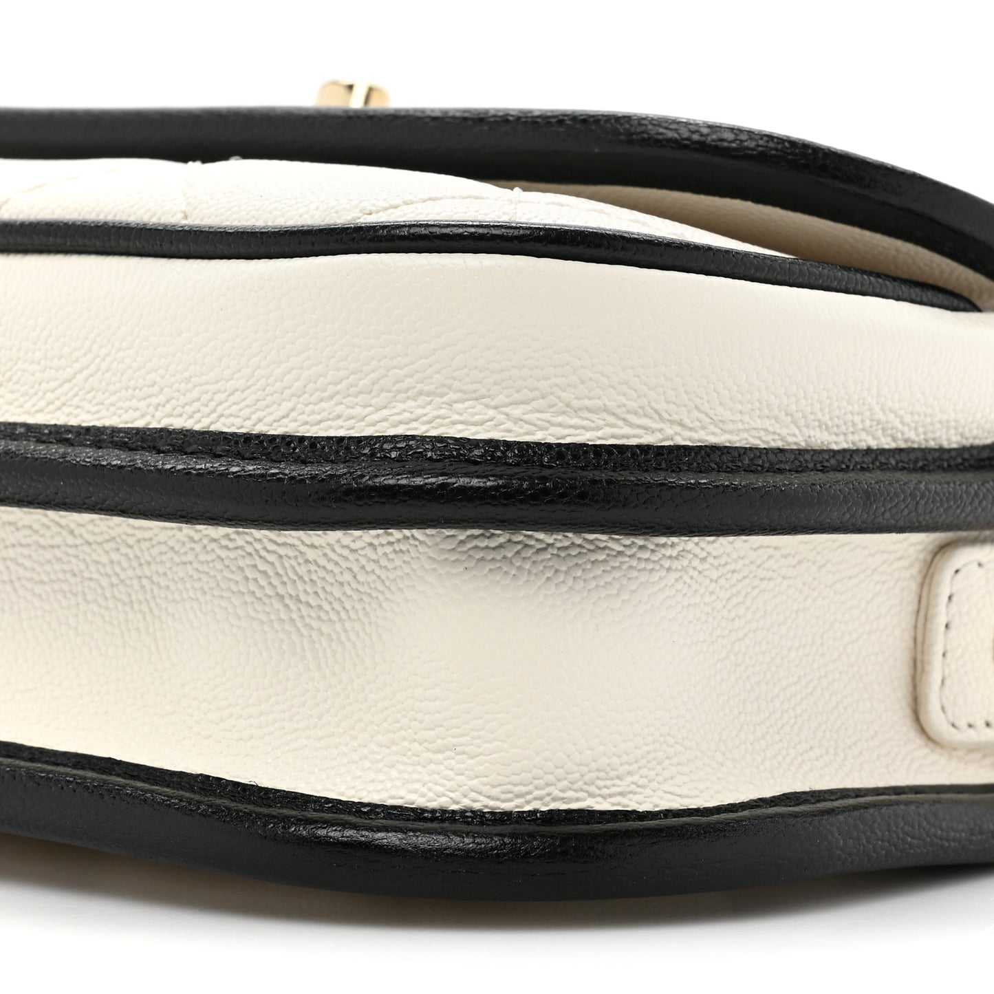 Caviar Quilted Mini Round Messenger Flap White Black