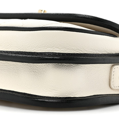 Chanel Caviar Quilted Mini Round Messenger Flap White Black 9 of 10
