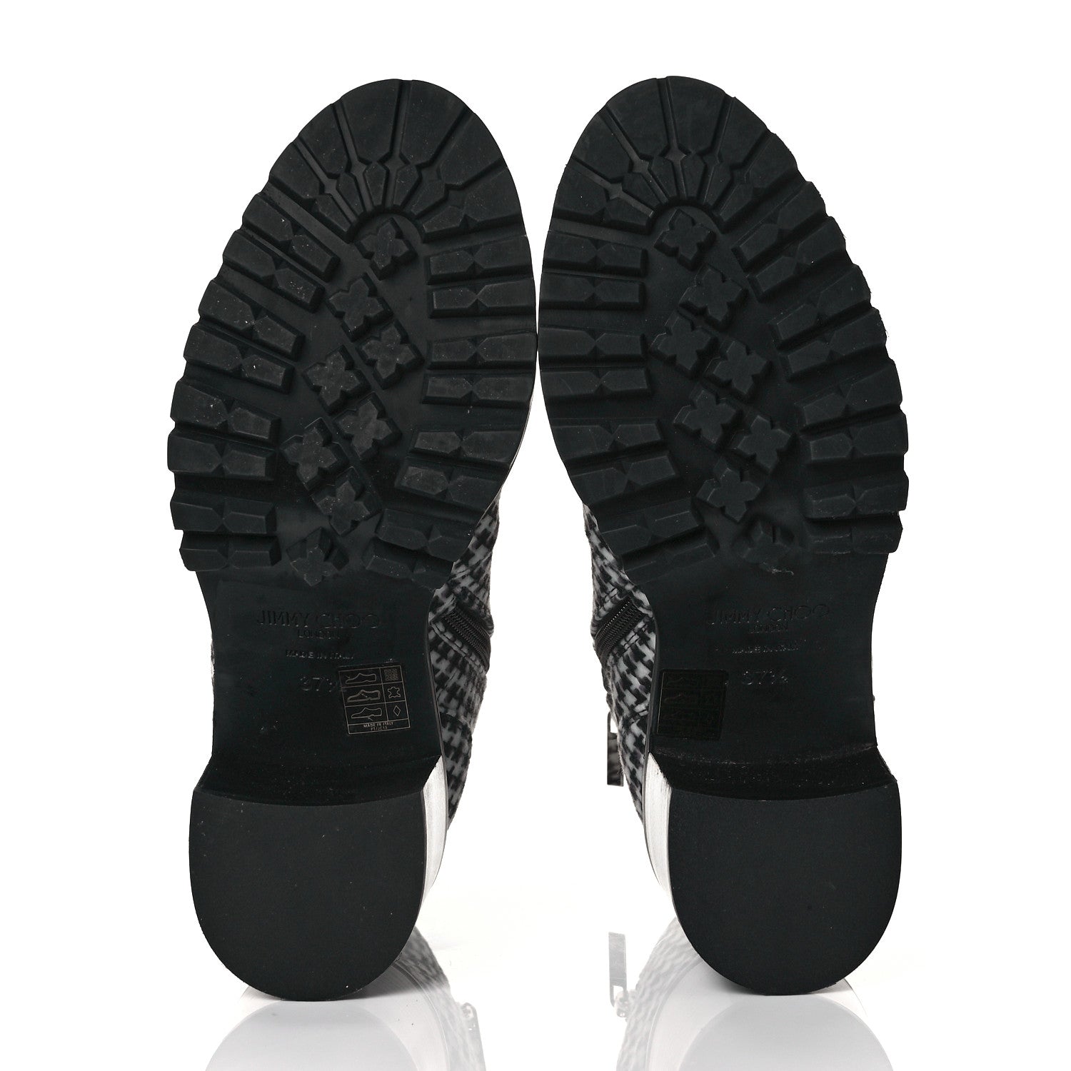 Jimmy Choo Crystal Embellished Cruz 65 Ankle Booties 37.5 Black White 5 of 6