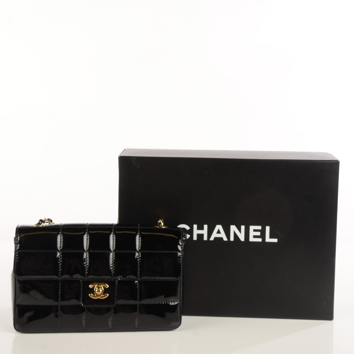 Chanel Patent Quilted Medium Chocolate Bar Flap Black 5 of 9