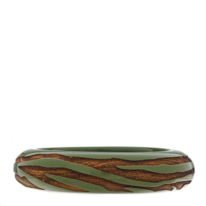 Louis Vuitton Lacquer Wood Leomonogram Bangle Bracelet Green 3 of 4