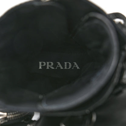 Prada Spazzolato Rois Re-Nylon Metal Triangle Logo Monolith Pouch Pocket 55mm Tall Combat Boots 36.5 Black 7 of 8