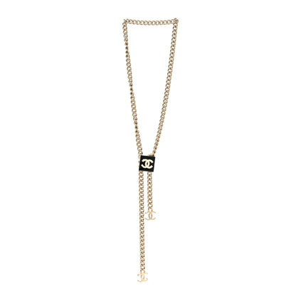 Chanel Enamel CC Lariat Necklace Black Gold Black 1 of 5