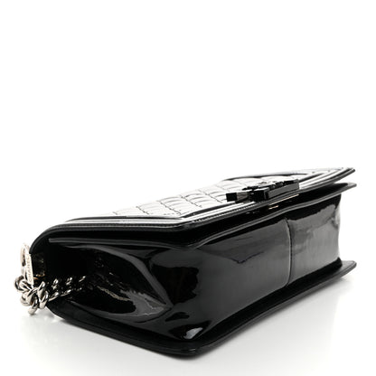 Chanel Distressed Patent Quilted Medium Boy Flap Black 4 of 10