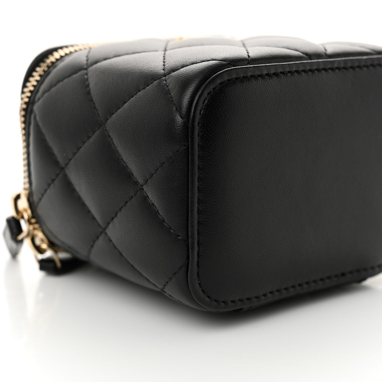 Chanel Lambskin Quilted Mini Pearl Crush Vanity Case With Chain Black 9 of 10