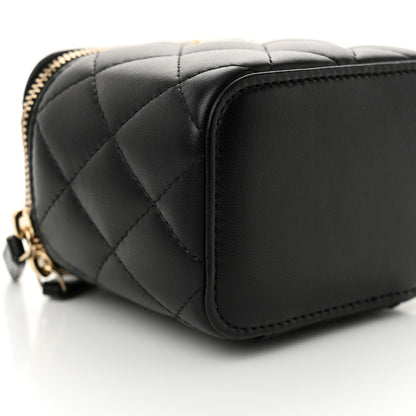 Chanel Lambskin Quilted Mini Pearl Crush Vanity Case With Chain Black 9 of 10