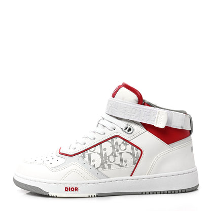 Christian Dior Smooth Calfskin Oblique Galaxy Perforated Mens B27 Mid Top Sneakers 41 White Red 1 of 8