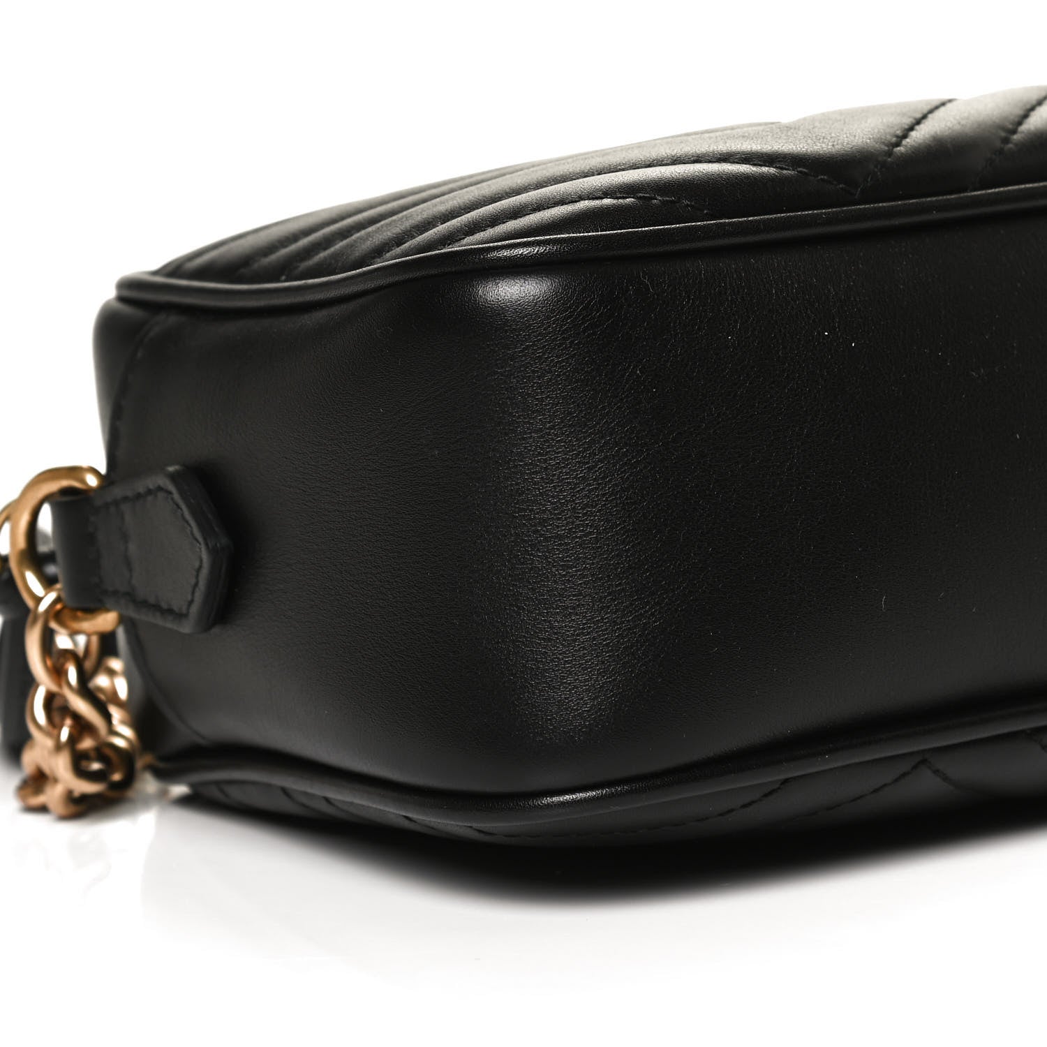 Gucci Calfskin Matelasse Small GG Marmont Chain Shoulder Bag Black 10 of 12