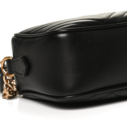 Gucci Calfskin Matelasse Small GG Marmont Chain Shoulder Bag Black 10 of 12