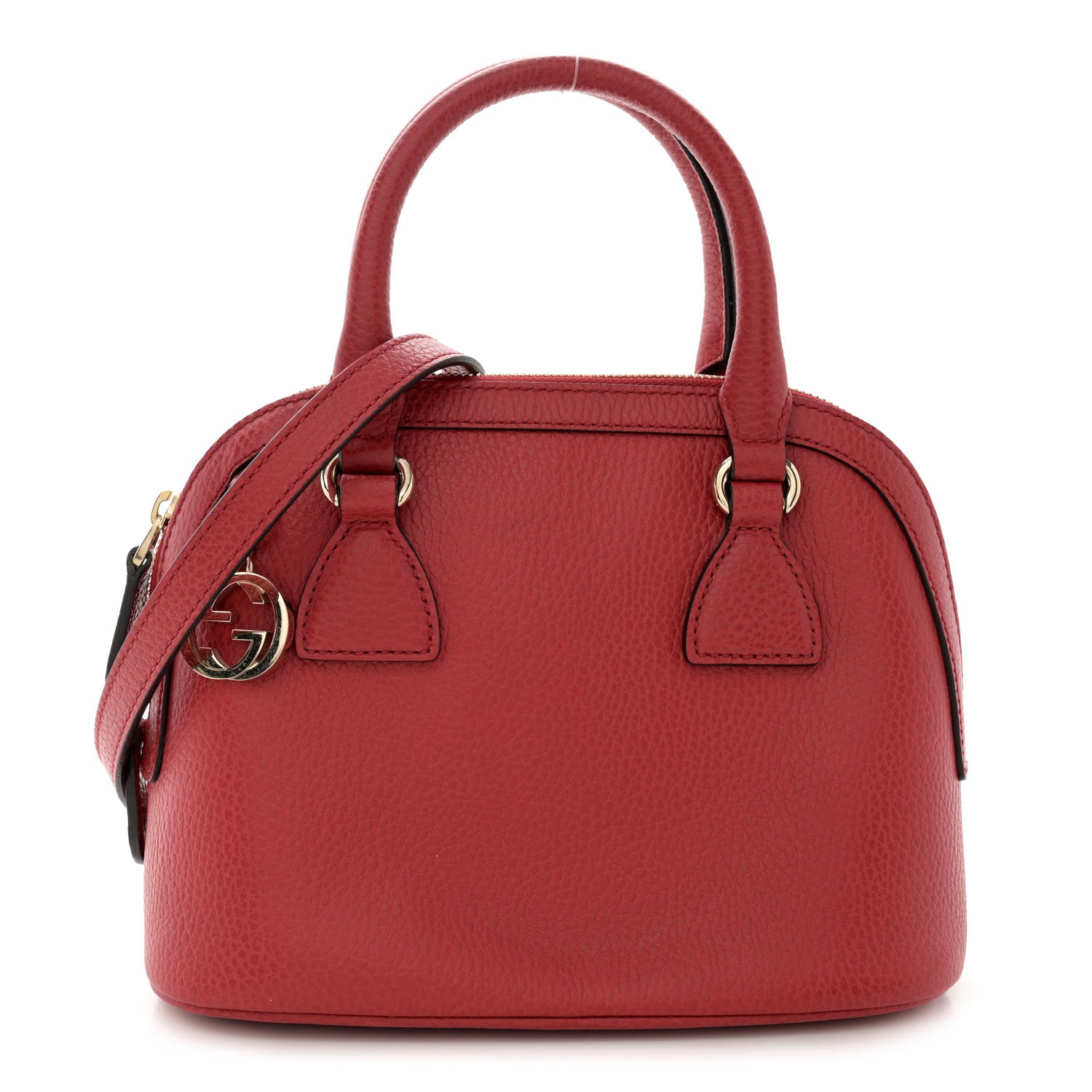 Gucci Dollar Calfskin Small GG Charm Dome Bag Red 1 of 12