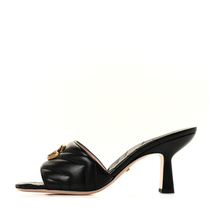 Gucci Nappa Matelasse GG Marmont 75mm Slide Sandals 41 Black 1 of 9