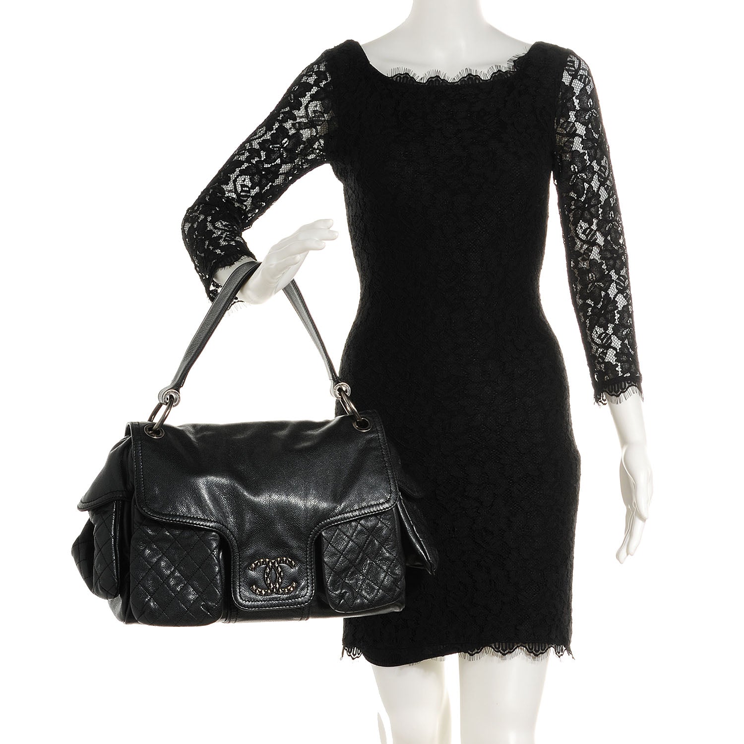 Chanel Glazed Caviar Quilted Mademoiselle Satchel Black 2 of 7