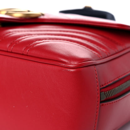 Gucci Calfskin Matelasse Sylvie Web Small GG Marmont Top Handle Shoulder Bag Hibiscus Red 10 of 13