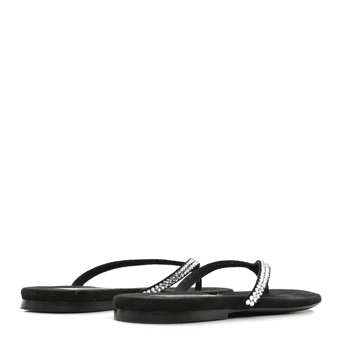 Chanel Suede Kidskin Strass CC Thong Sandals 37 Black 5 of 8