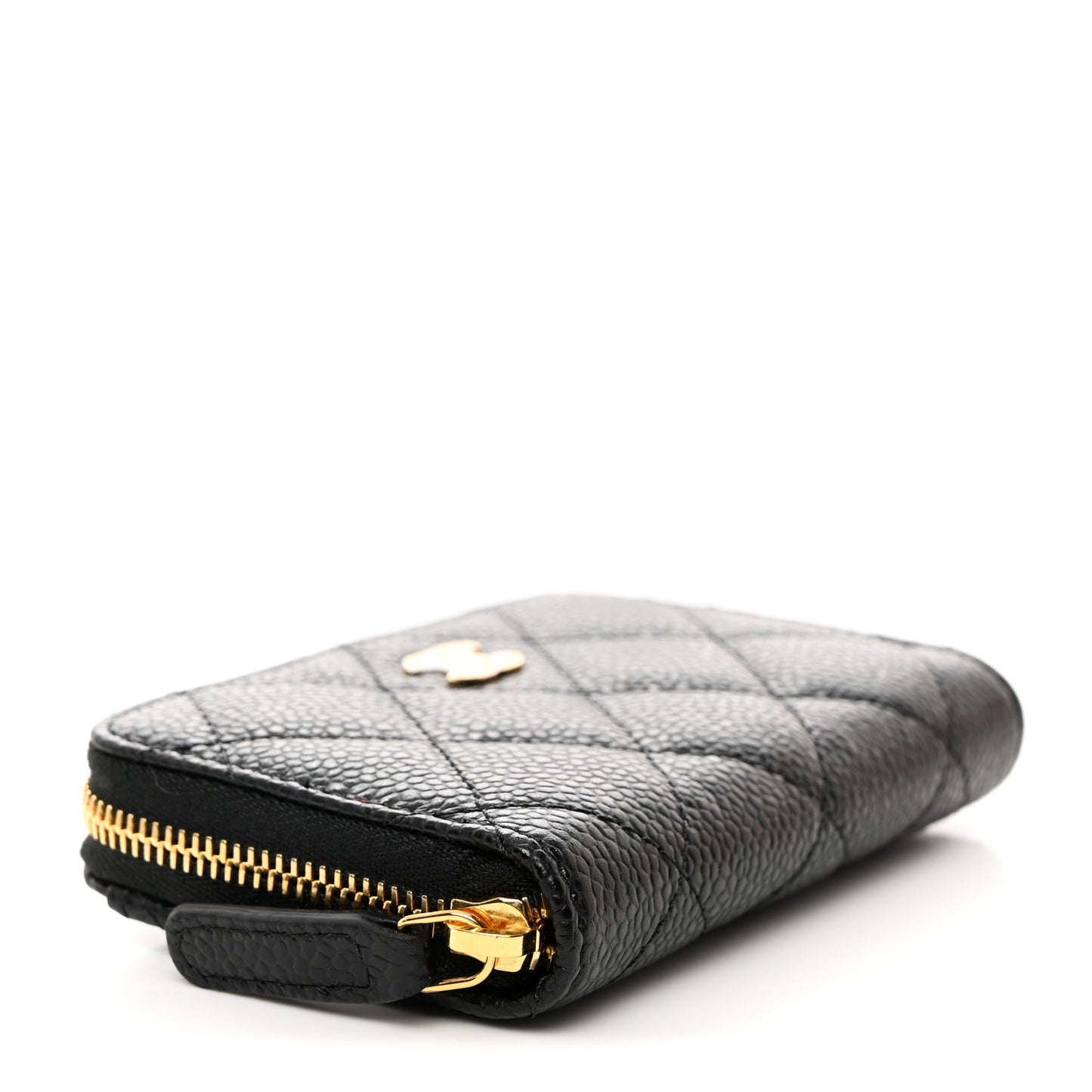 Caviar Quilted Zip Coin Purse Black
