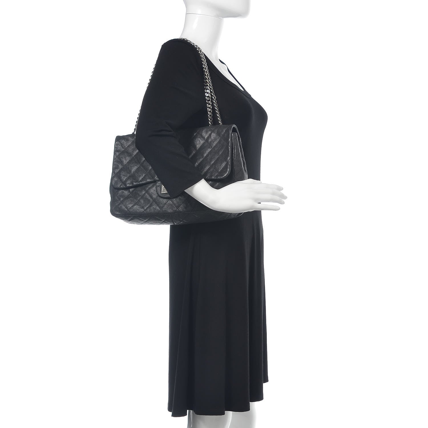 Chanel Washed Caviar Quilted 2.55 Reissue 227 Bijoux Chain Flap Black 2 of 15