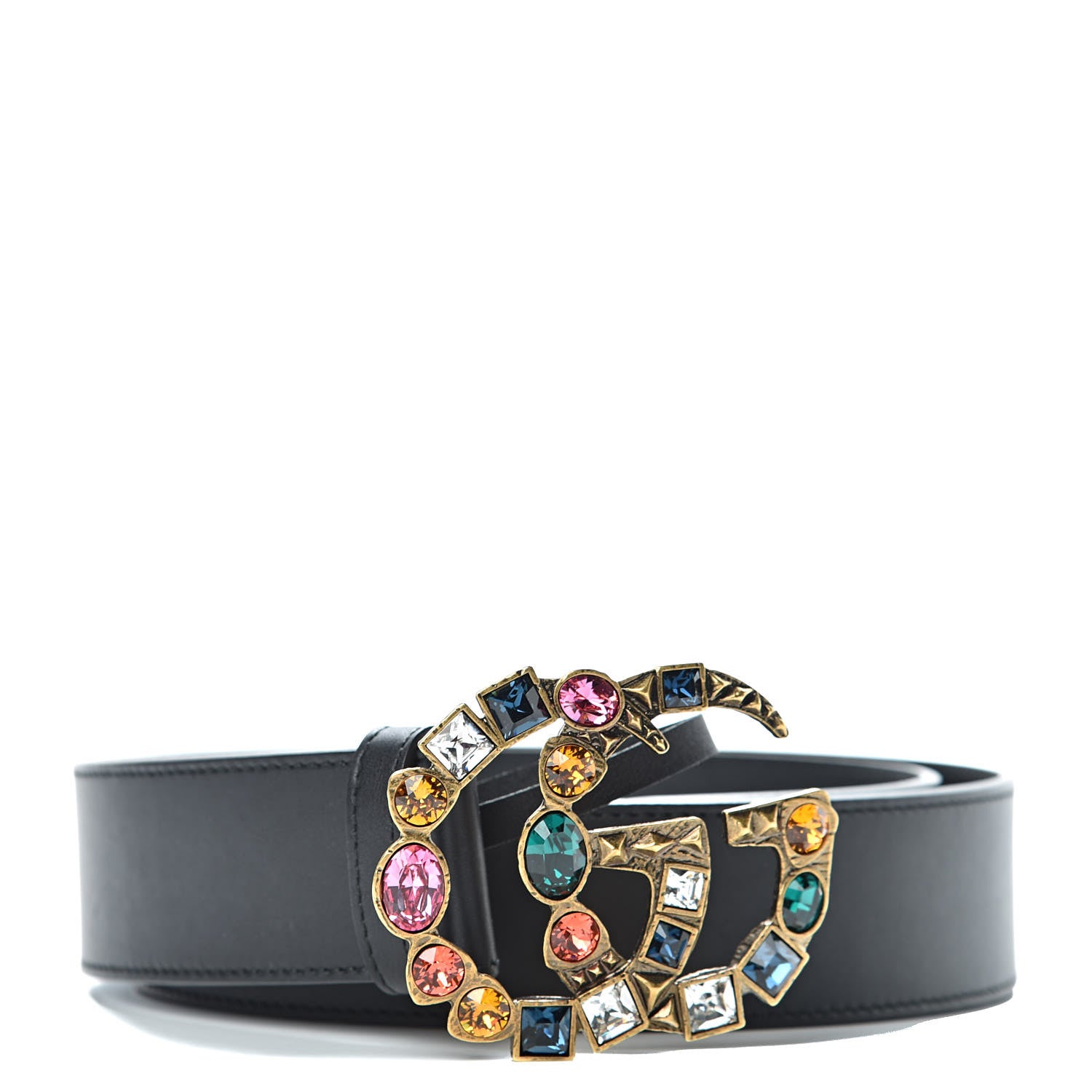 Gucci Calfskin Crystal Double G 40mm Belt 90 36 Black Multicolor 1 of 6