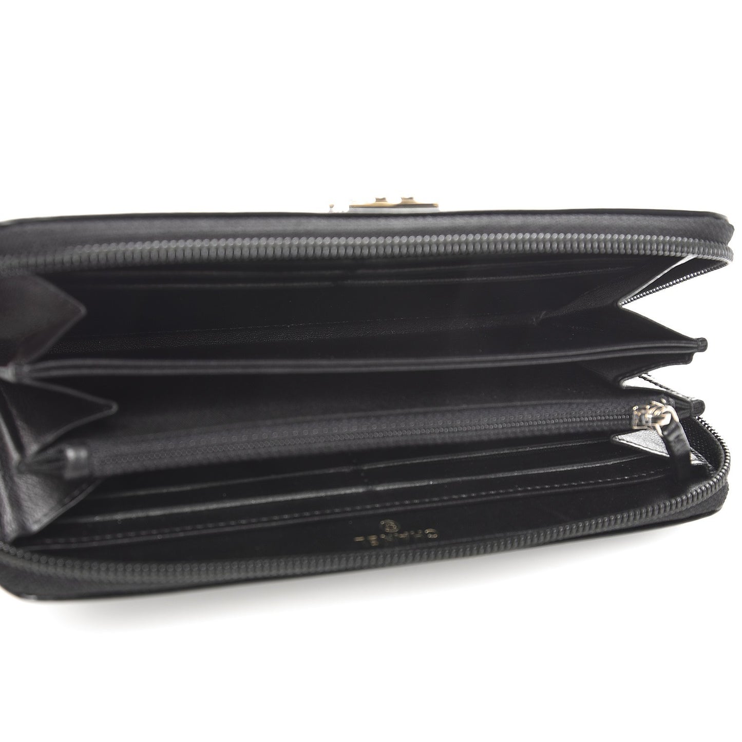 Glazed Calfskin Boy Zip Around Wallet Black