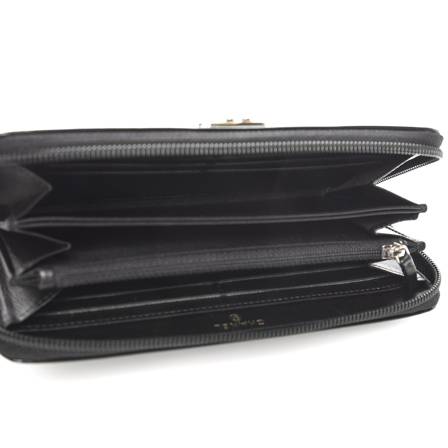 Chanel Glazed Calfskin Boy Zip Around Wallet Black 5 of 9