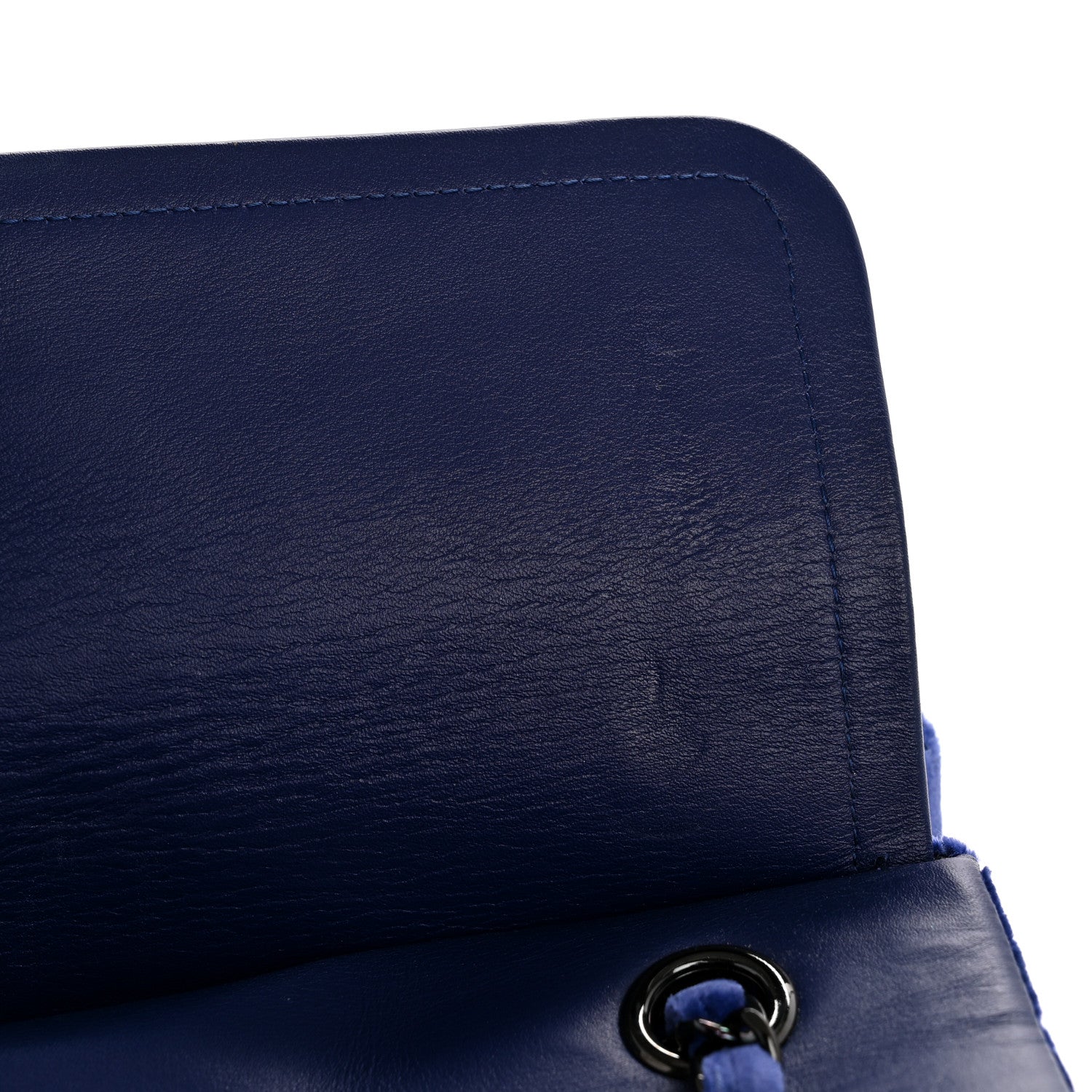 Chanel Velvet Quilted Medium Double Flap Navy Blue 11 of 13