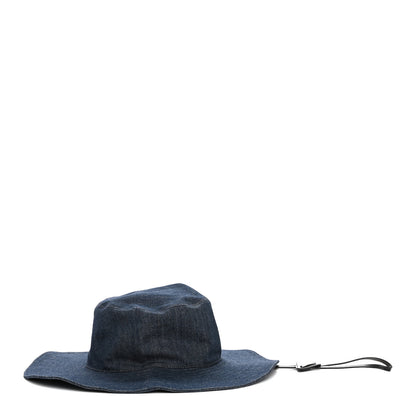 Prada Denim Triangle Wide Brim Drill Hat M Blue 5 of 9