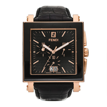 Fendi Stainless Steel Ceramic Calfskin 39mm Quadro Quartz Watch Black 1 of 5