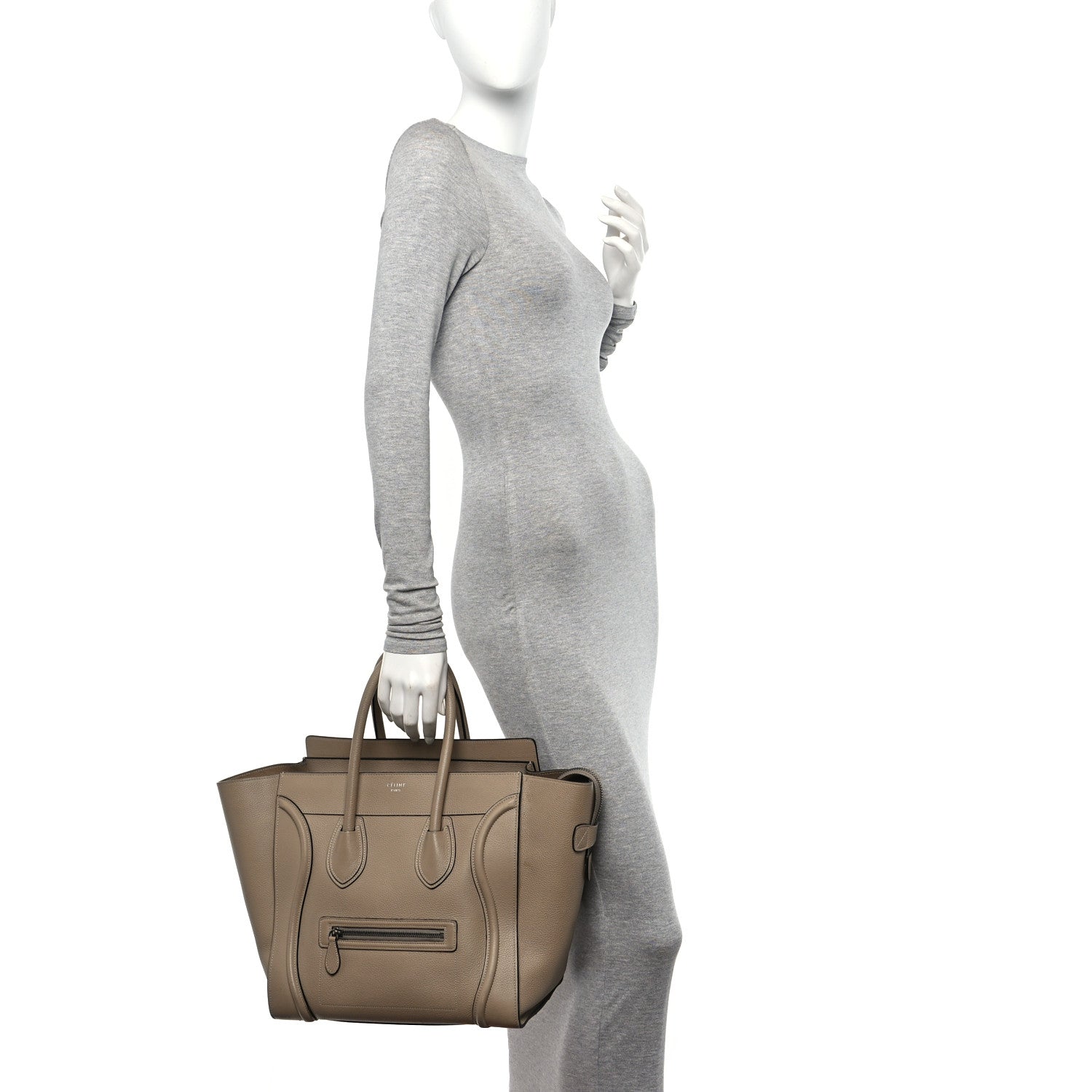 Celine Drummed Calfskin Mini Luggage Dune 2 of 16