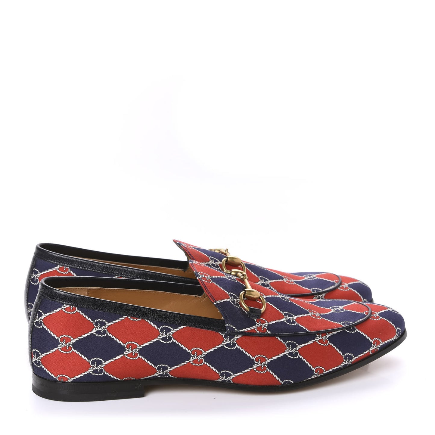 Mini GG Rhombus Chain Horsebit Mens Jordaan Loafers 10 Royal Bleuett Red
