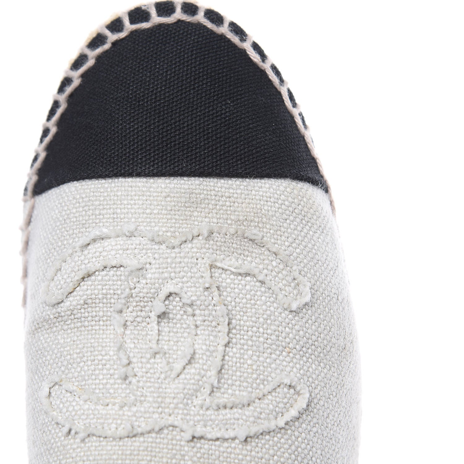 Chanel Linen CC Espadrilles 39 Beige Black 10 of 14