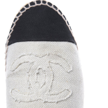 Chanel Linen CC Espadrilles 39 Beige Black 10 of 14