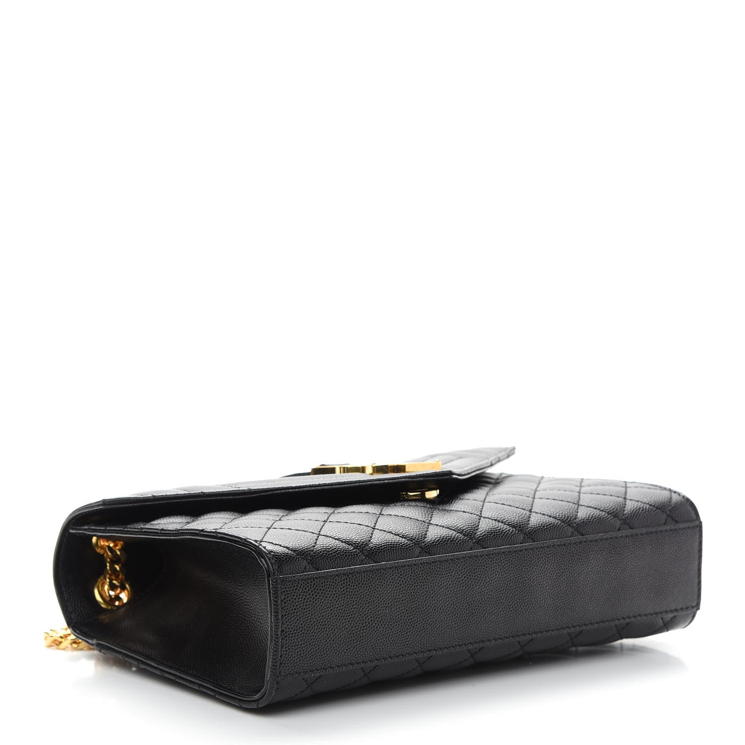 Saint Laurent Grain De Poudre Textured Mixed Matelasse Triquilt Medium Monogram Satchel Black 4 of 8