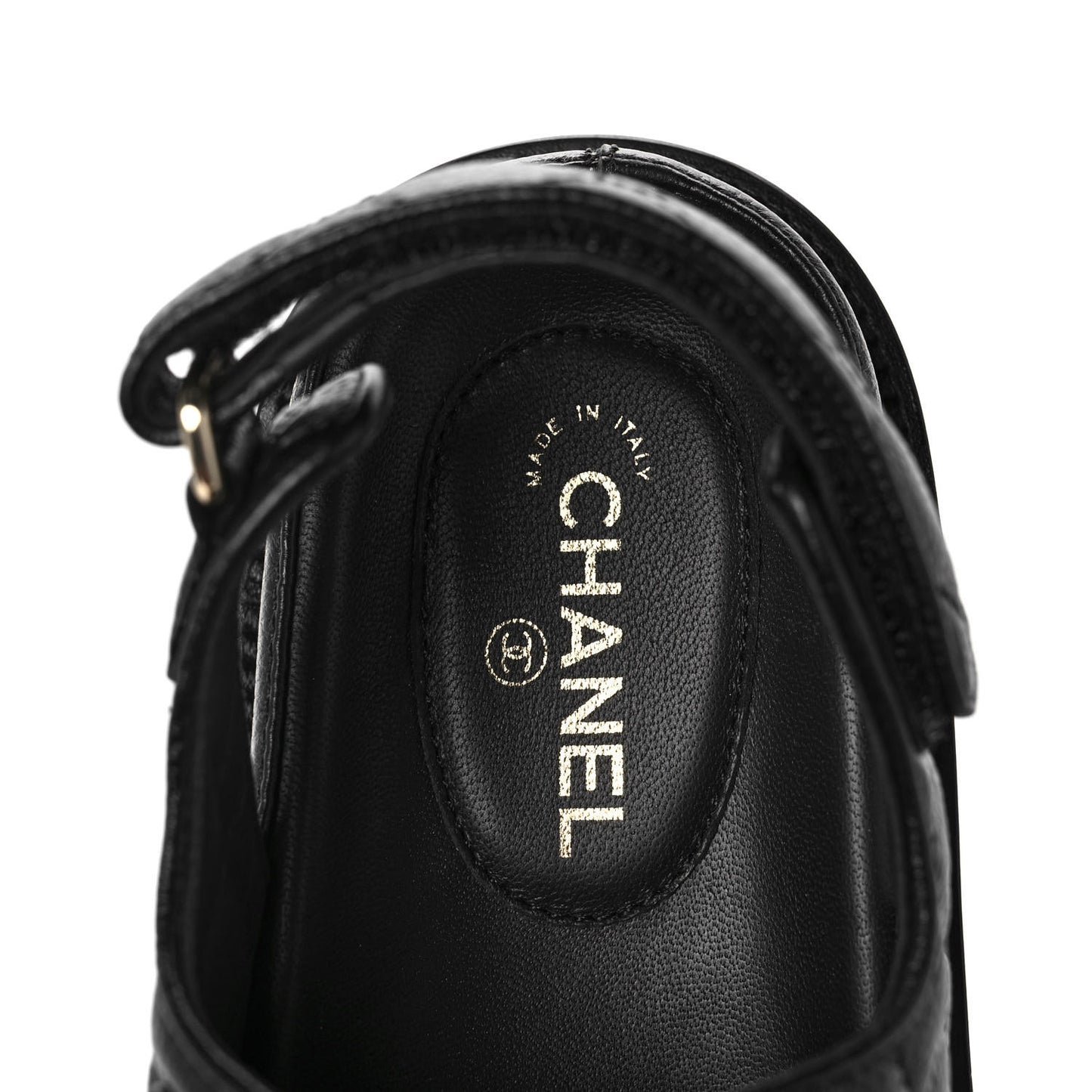 Grained Calfskin Velcro Dad Sandals 37 Black
