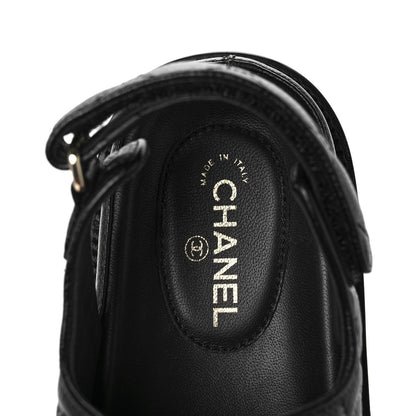 Chanel Grained Calfskin Velcro Dad Sandals 37 Black 7 of 9