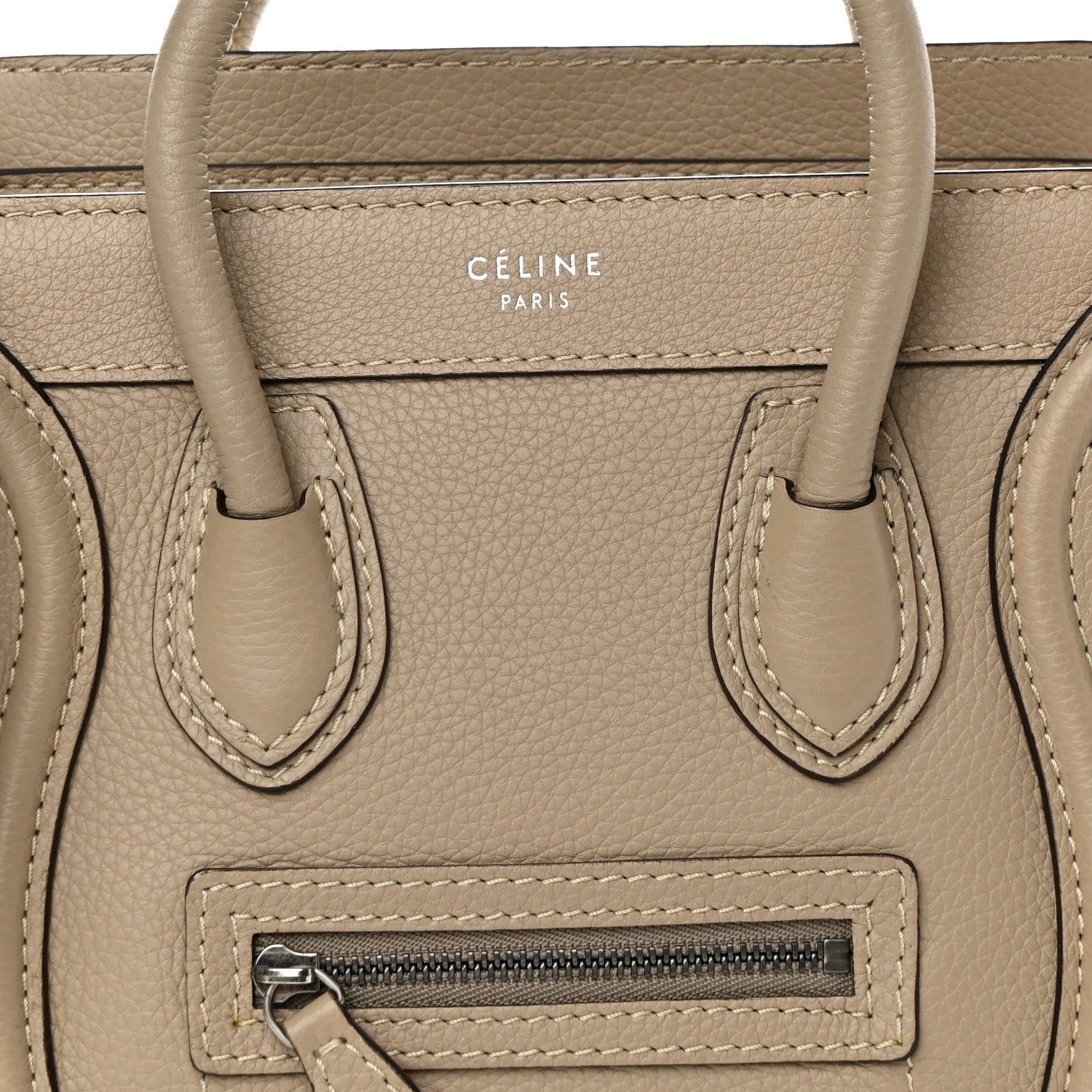 Celine Drummed Calfskin Nano Luggage Dune 8 of 10