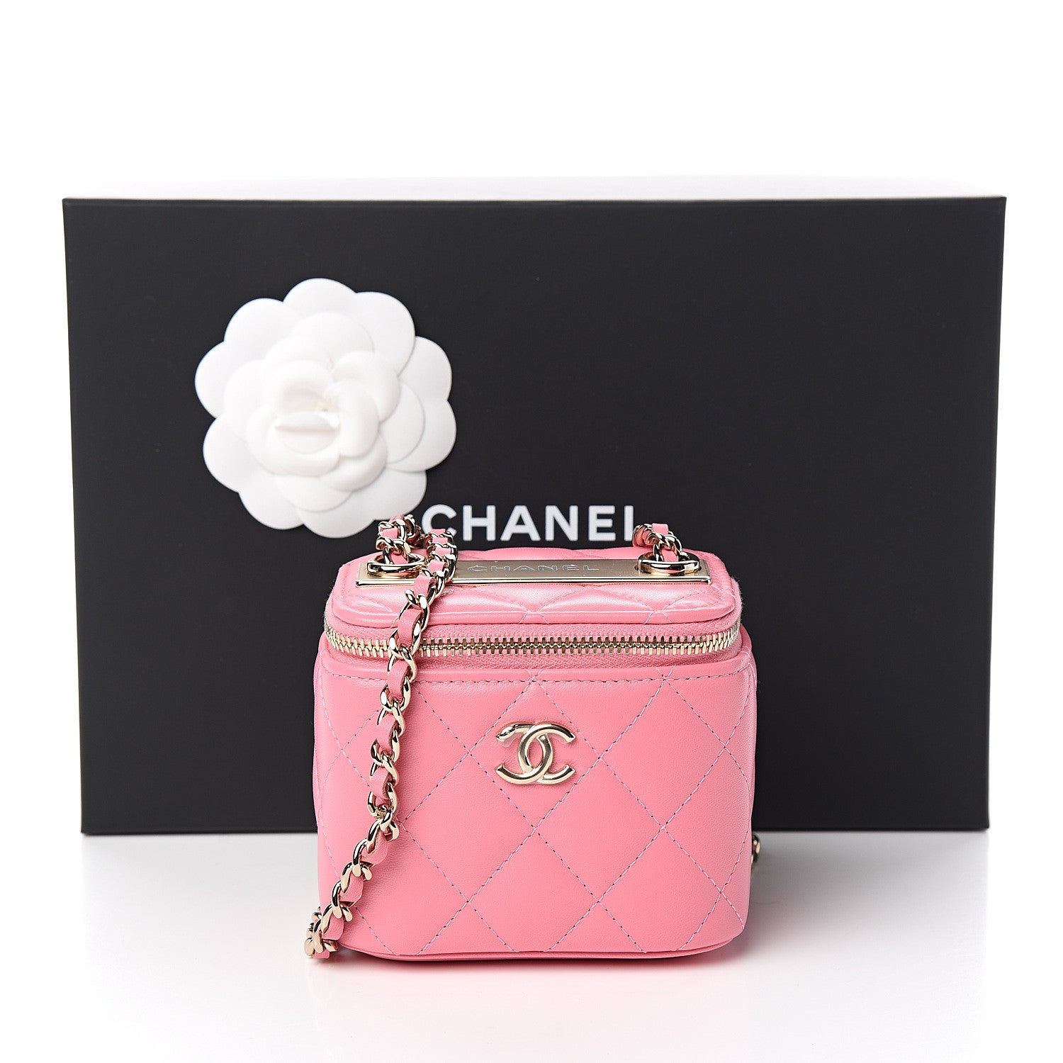 Chanel Lambskin Quilted Mini Vanity Case With Chain Pale Pink 9 of 9