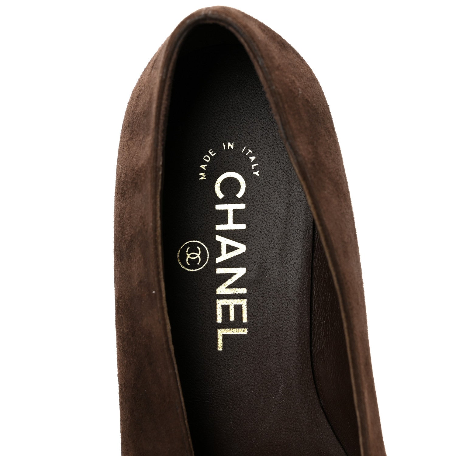 Chanel Suede Patent Cap Toe Camellia Ballerina Flats 37 Marron Gris 7 of 9