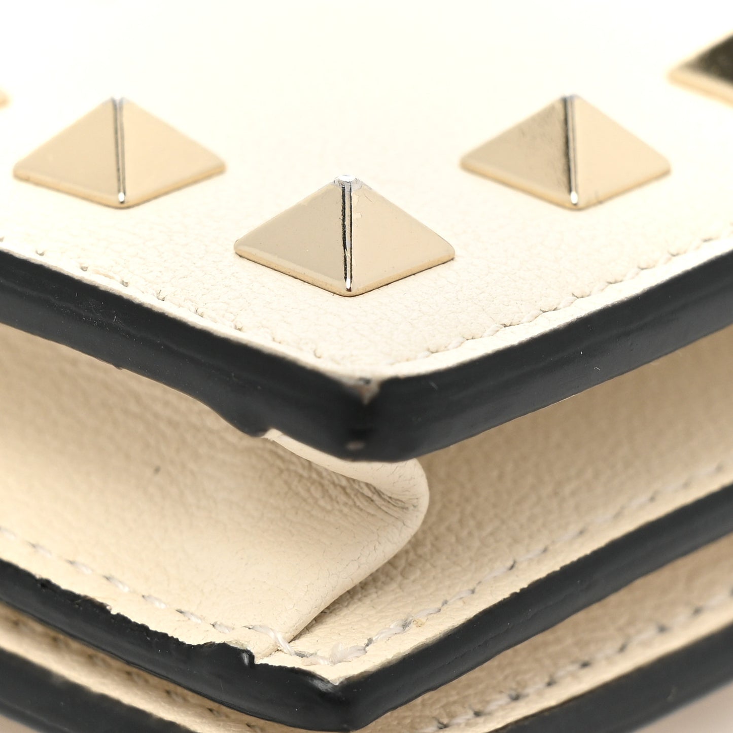 Calfskin Rockstud French Flap Wallet Light Ivory