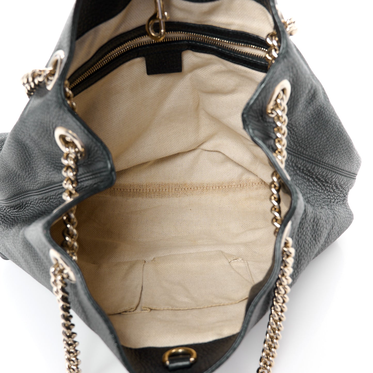 Pebbled Calfskin Medium Soho Chain Shoulder Bag Black