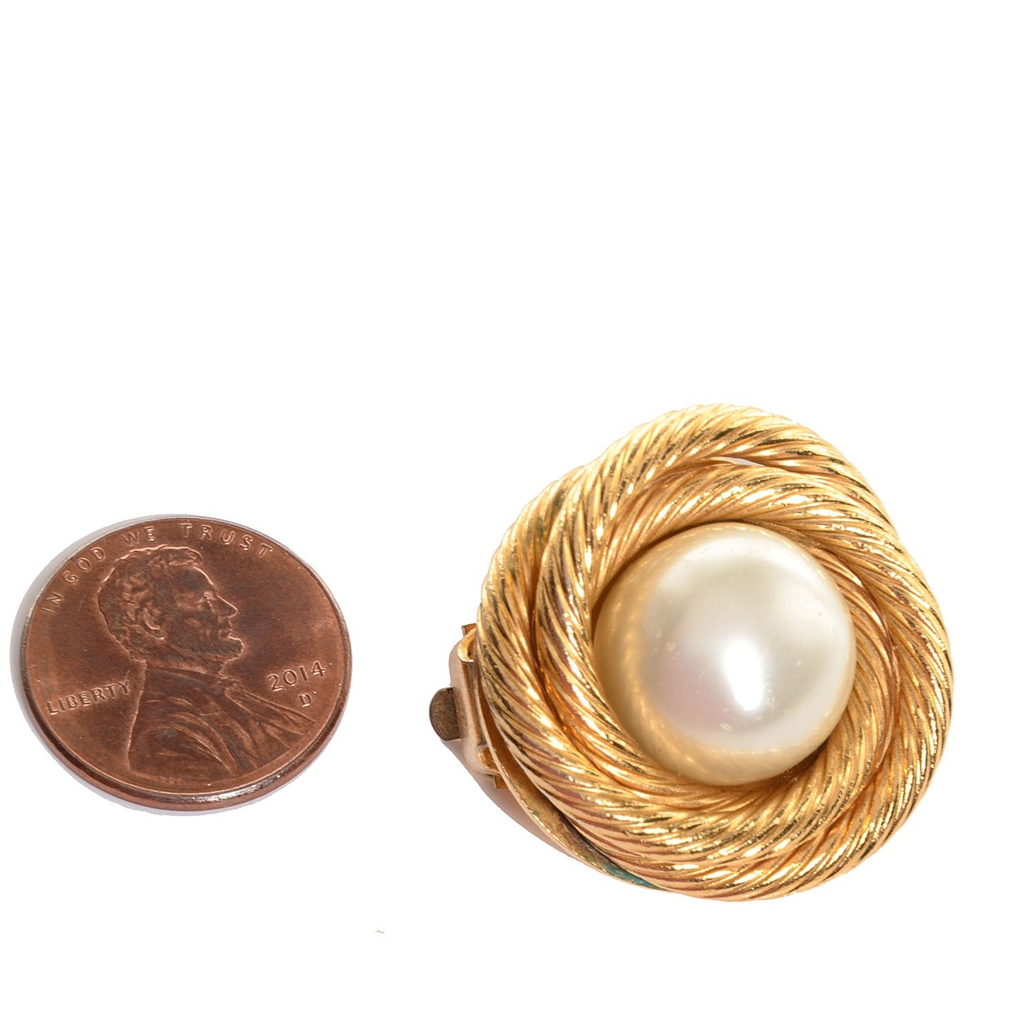 Chanel Pearl Clip On Earrings Gold 2 of 4