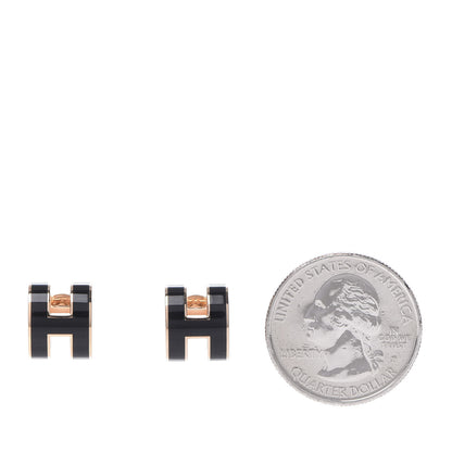 Hermes Gold Lacquered Pop H Earrings Black 2 of 6