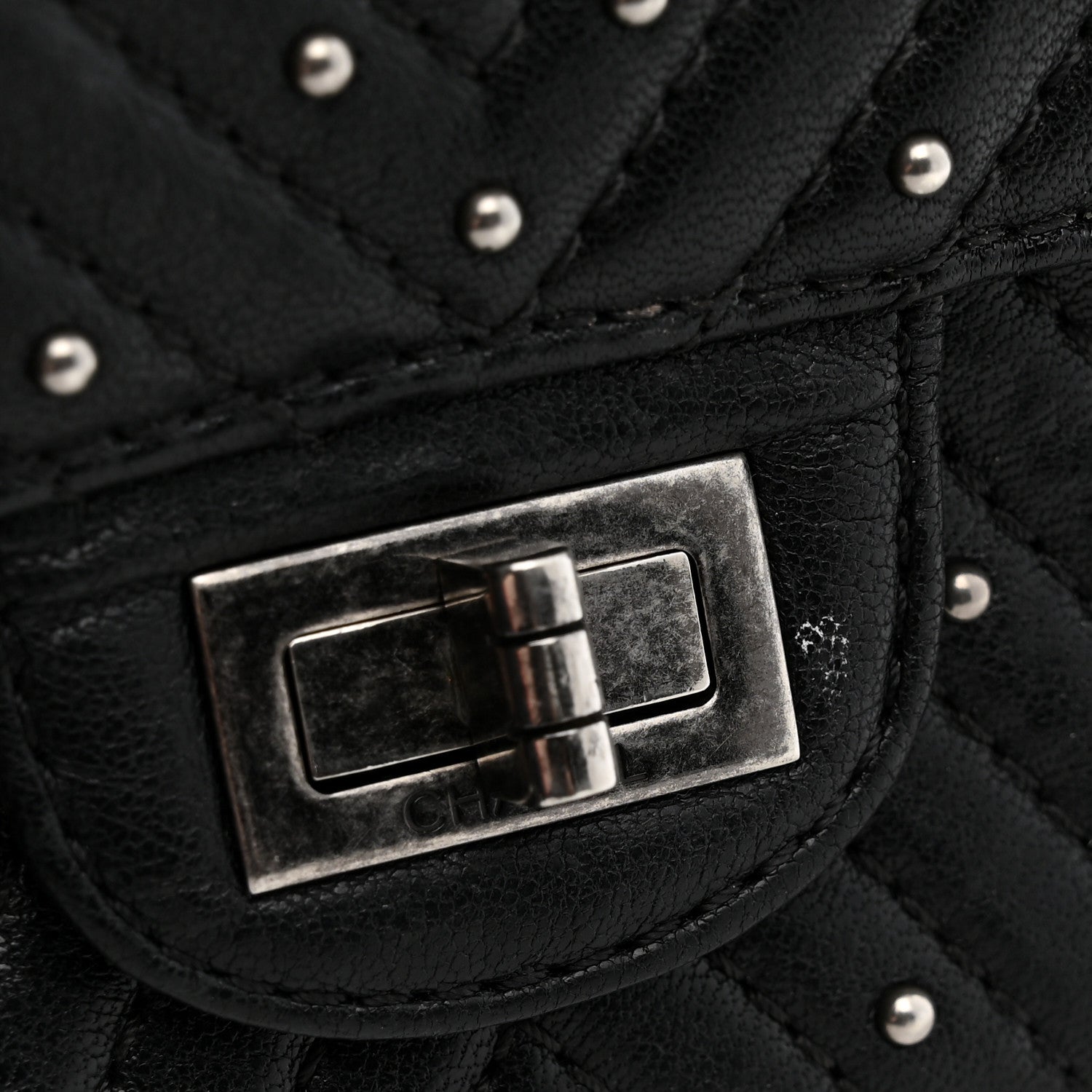 Chanel Sheepskin Chevron Quilted Studded 2.55 Reissue 226 Flap Black 10 of 11