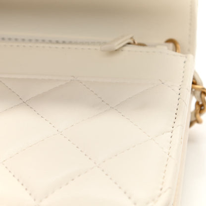 Chanel Lambskin Quilted CC Pearl Crush Wallet on Chain WOC White 17 of 24