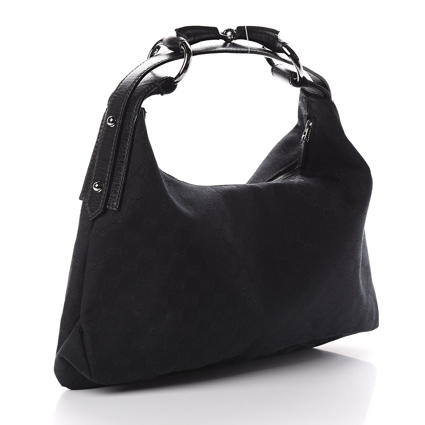 Monogram Medium Horsebit Chain Hobo Black