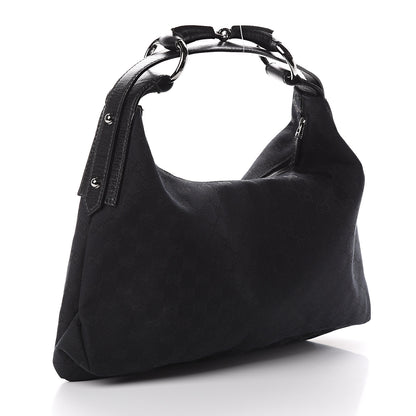 Gucci Monogram Medium Horsebit Chain Hobo Black 2 of 8