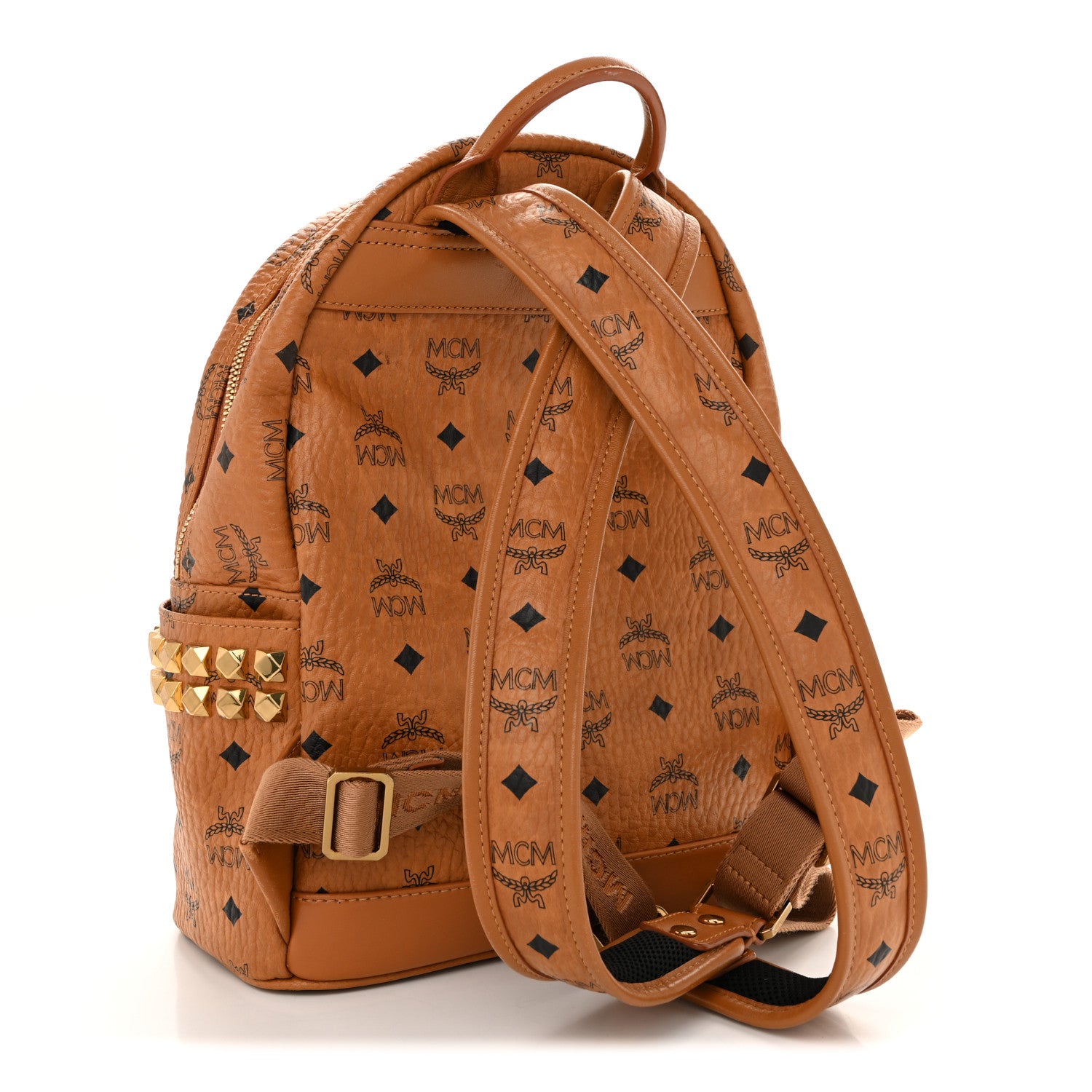MCM Visetos Small Side Stud Stark Backpack Cognac 3 of 14