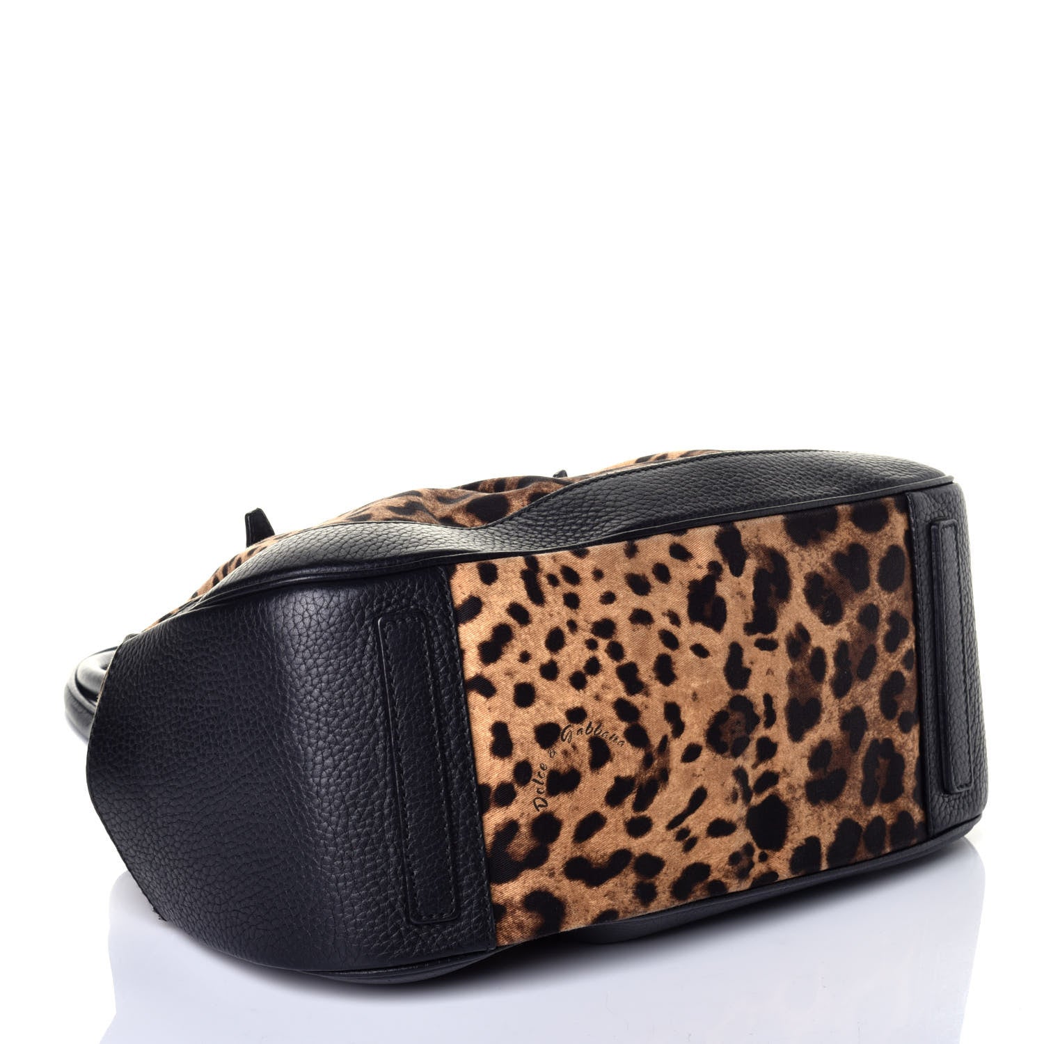Dolce & Gabbana Leopard Print Canvas Calfskin Animalier Shoulder Bag Black 4 of 8