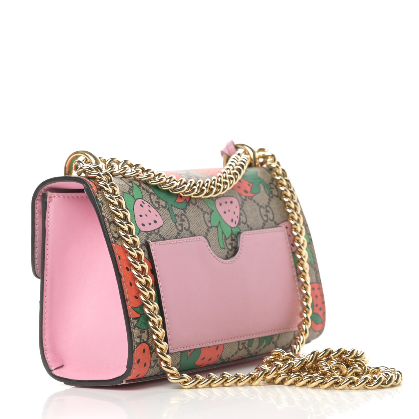 GG Supreme Monogram Strawberry Small Padlock Shoulder Bag