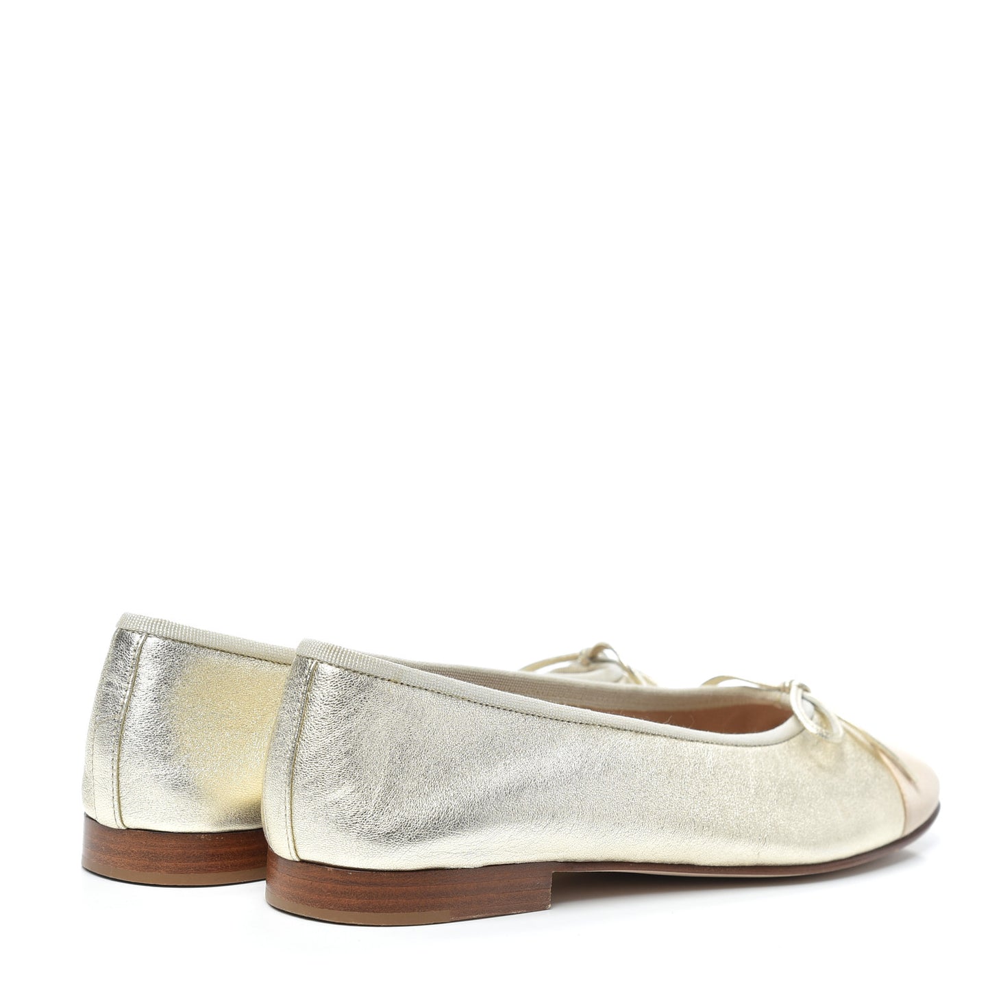 Metallic Goatskin Cap Toe CC Ballerina Flats 38 Gold