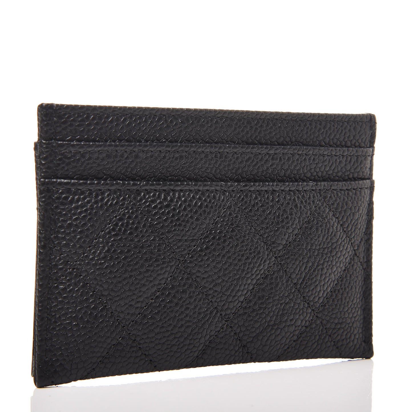 Caviar Quilted Filigree Card Holder Black